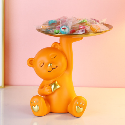 New Cute Cute Bear Decoration Resin Bear Tray Home Decoration Now Simple and Practical Gift Decoration