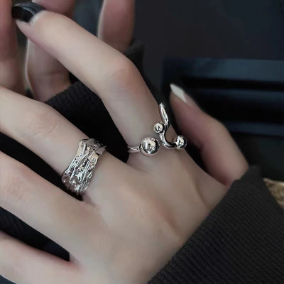 Liquid Irregular Ruffle New Couple Ring Female Ins Style Niche Design Fashion Index Finger Ring