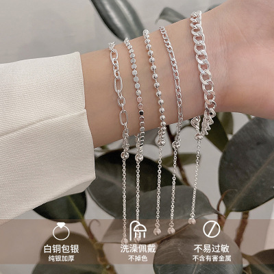 Japanese and Korean S925 Sterling Silver Bracelet Women's All-Match Pull Bracelet Personal Influencer Korean Ins Design Bracelet Wholesale