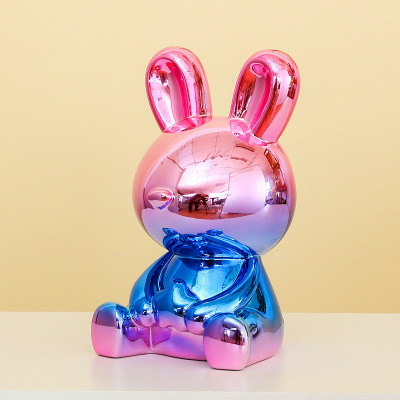 Creative Practical Modern Simple Electroplating Rabbit Crafts Ornaments Resin Piggy Bank Housewarming Decorations Gifts