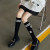 Pepper Spring/Summer Camellia Long Tube Knee Length Socks JK Calf Socks Inslolita Black and White Double Needle Stockings