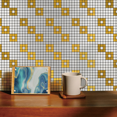 New Wallpaper Self-Adhesive Mosaic Plaid Wall Self-Adhesive Sticker Living Room Waterproof Moisture-Proof Self-Adhesive Wallpaper