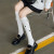 Pepper Spring/Summer Camellia Long Tube Knee Length Socks JK Calf Socks Inslolita Black and White Double Needle Stockings