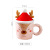 Christmas Elk Ceramic Cup With Cover Spoon Festive Gift Cup Good-looking Mug Gift Business Office Cup