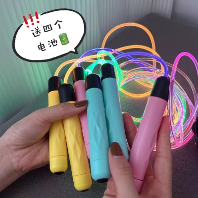 Factory Direct Sales Led Skipping Rope PVC Optical Fiber Senior High School Entrance Examination Students Children's Physical Examination Training Sports Fat Reduction Foreign Trade