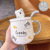 INS Cartoon Cute Mug with Cover Spoon Good-looking Ceramic Drinking Cup Boys and Girls Design Coffee Cup