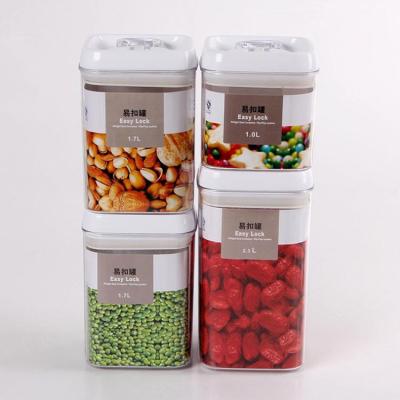 Customized Cross-Border Cereals Storage Box Kitchen Food Plastic Storage Tank Four-Piece Set Transparent Sealed Easy-to-Buckle Cans