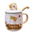 INS Cartoon Cute Mug with Cover Spoon Good-looking Ceramic Drinking Cup Boys and Girls Design Coffee Cup