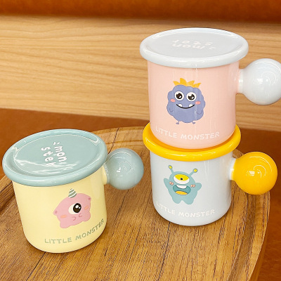 Cute Macaron Mug with Lid Girl Heart Ceramic Cup Good-looking Office Drinking Cup Breakfast Cup