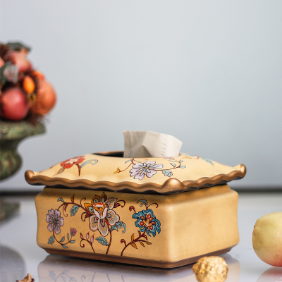 American style retro light luxury ceramic decorative tissue box