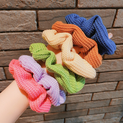 Autumn and Winter New Candy-Colored Hair Tie Bun Waffle Hair Rope Hair Rubber Band Pork Intestine Hair Ring Ponytail Hair Band