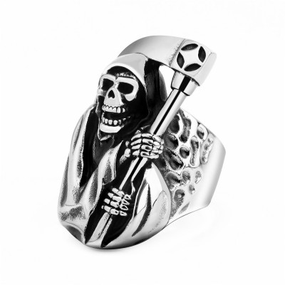 Foreign Trade EBay Ornament Personality AliExpress Ring Death Sickle Retro Titanium Steel Domineering Skull