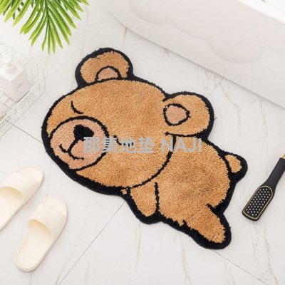 INS Cartoon Bathroom Door Mat Absorbent Non-Slip Floor Mat Living Room Bedroom Bedside Carpet Machine Washable