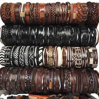 Bracelet Set Handmade Mixed Style Woven Leather Cuff Jewelry 50PCs Randomly Sent Bracelet for Men and Women