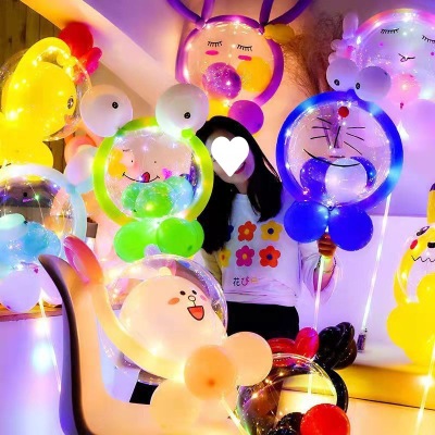Balloon with Light Wholesale Internet Celebrity Bounce Ball New Luminous Stall Promotion Night Market Children's Modeling Material Package