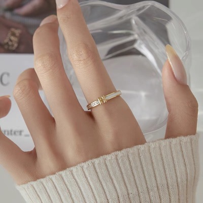 Exquisite Letter H Ring Female Light Luxury Minority Design Temperament Ins Index Finger Ring Fashion Personal Influencer Couple's Ring