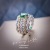 Italian Vintage Court Style Hollow Pattern Two-Color Gold High-Fixed Jewelry Lace Imitation Emerald Big Diamond Ring