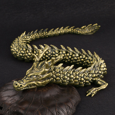 Cross-Border Hot Selling Antique Antique Distressed 3D Living Body Dragon Ornaments Exhibition Hall Flawless Finish Zodiac Dragon Crafts Collection