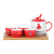 Cute Girl Heart Ceramic Tea Set with Tea Strainer with Tray Cartoon Porcelain Water Utensils Set One Pot Four Cups