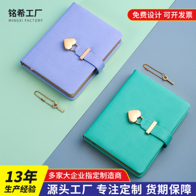 B6 Heart Keychain Notebook Business Advertising Notepad Student Diary Stationery Notebook Gilding Journal Book Wholesale