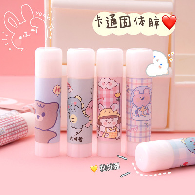 Cartoon Solid Glue Stick High Adhesive Solid Glue Little Girl Office Student Glue White Solid Glue 8G
