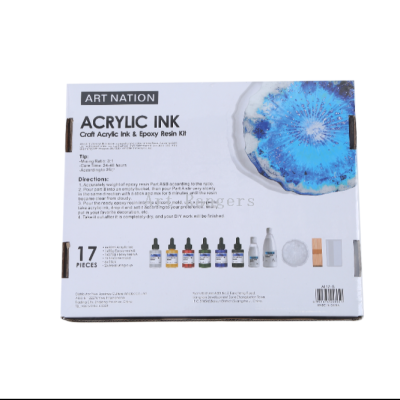 Acrylic Ink regular colors 6*30ml with epoxy resin kit(270G+90G, 2 CUPS, 1 MOULD, 3 STIRRERS)
