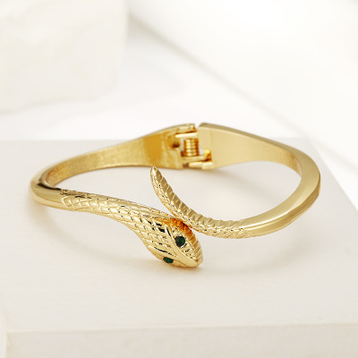 Snake Bone Bracelet Wholesale Gold-Plated Snake Fine Zinc Alloy Diamond Personality Chic Chanel-Style Korean Style Clothing Accessories