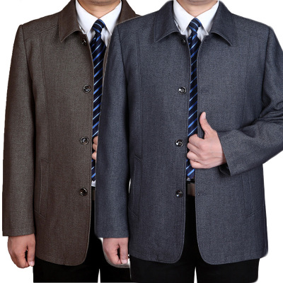 Factory Wholesale Men's Coat Spring New Jacket Middle-Aged and Elderly Men's Button Coat plus-Sized Large Size Top Fat Guy