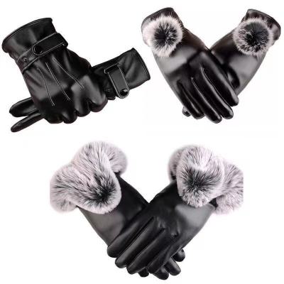 Pu Touch Screen Gloves Men's Three-Rib Gloves Autumn and Winter Fleece-lined Thick Fashion Three-Line Leather Gloves Business Gifts