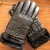 Leather Gloves Wool Mouth Men's Winter Thickened Velvet Cold Protection Non-Slip Cotton plus-Sized Finger Motorcycle Battery Car Gloves
