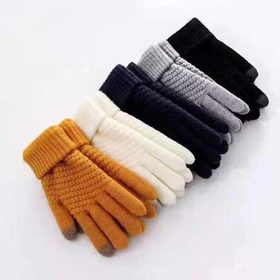 Knitted Gloves Touch Screen Twist Cashmere Pineapple Pattern Autumn and Winter Warm Student Male and Female Finger Gloves Manufacturer