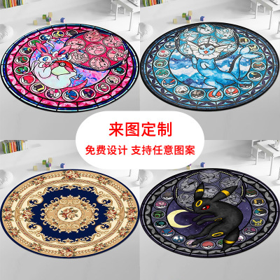 Amazon Cross-Border Living Room Blanket Bedroom Floor Mat Customizable round Sponge Carpet Floor Mat in Stock Wholesale Floor Mat