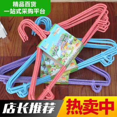 Spot 018 Large Plastic-Coated Clothes Hanger 10 PCs with Hook Household Boutique Adult Wire Clothes Hanger Supply Wholesale