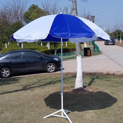 Outdoor 2 M Beach Umbrella Blue and White Sun Umbrella Stall Advertising Umbrella Stall Outdoor Sun Umbrella