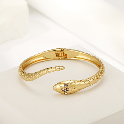 Snake Bone Women's Bracelet Wholesale Zinc Alloy Gold-Plated Diamond Snake Thin Personalized Fashion Original Design Clothing Accessories