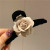 Black Velvet Camellia Grip Retro Debutante Style Three-Dimensional High Sense Back Head Shark Clip French Hairpin for Women