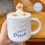 Cute Duck Ceramic Cup Female Student with Spoon Cover Korean Style Cute Mug Fresh Mobile Phone Holder Water Cup