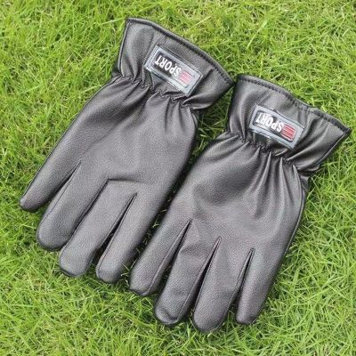 Leather Gloves Touch Screen Men's Keep Warm and Cold Protection in Winter Thickened Fleece-Lined Cotton Outdoor Cycling Skiing Faux Deerskin Leather Gloves