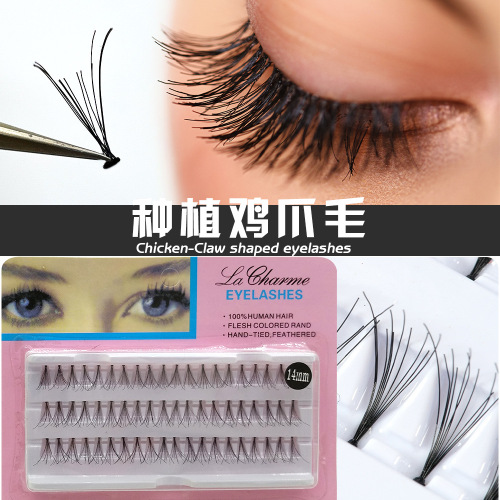 Planting Chicken Claw Hair False Eyelashes Factory Spot Cross-Border Foreign Trade Hot Selling Eyelashes Wholesale Single Cluster Individual False Eyelash Dense Row