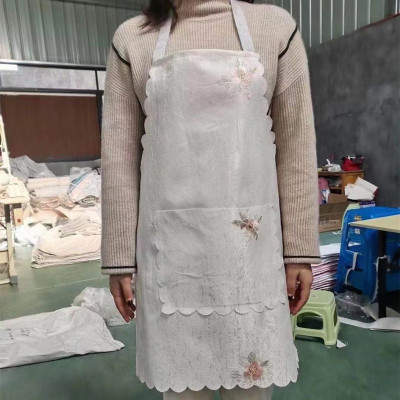 Stall Exhibition Hot Sale 5 Yuan Model Apron Waterproof Oil-Proof Anti-Fouling Kitchen Embossed Pocket Apron Factory Wholesale