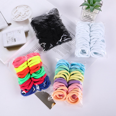 Korean Style Simple Hair Ring 50 Bags Towel Circle Net Red High Elasticity Seamless Hairband Versatile Multi-Color Rubber Band