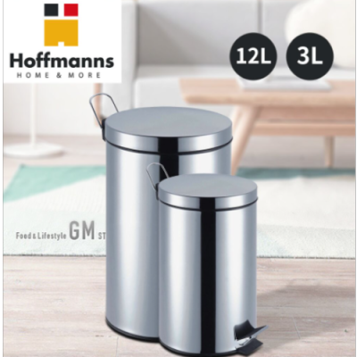 Hausroland3 + 12L round Stainless Steel Trash Can Sets Foot Trash Can with Lid Household