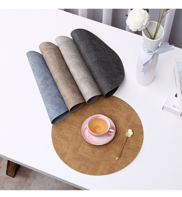 Japanese-Style Cloth Leather round Dining Table Cushion Double-Sided Non-Slip Heatproof Placemat Hotel Household Western-Style Placemat Coasters