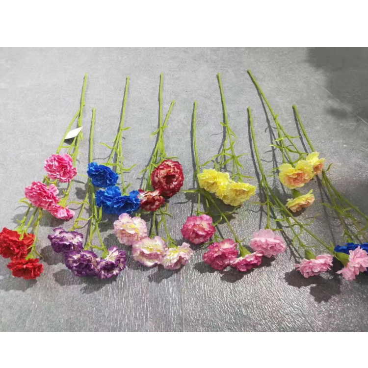 单支三头康乃馨丁香仿真人造花外贸便宜出口把花