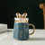 Gold-Plated Light Luxury English Line Twist Cover Ceramic Cup