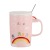 Creative Mug Pink Girl Heart Rainbow Cups Set with Cover with Spoon Ceramic Water Cup