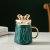 Gold-Plated Light Luxury English Line Twist Cover Ceramic Cup