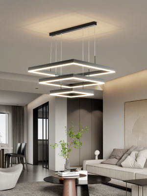Living Room Chandelier 2022 New Simple Modern Elegant Household Light Luxury Nordic Minimalism Square Bedroom Dining-Room Lamp