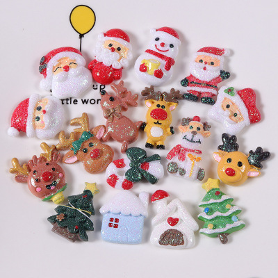 Christmas Series Elk Gift Box Phone Case DIY Material Cream Glue Accessories Resin Jewelry Patch Wholesale