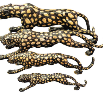 Leopard Ornaments, Golden. Silver.